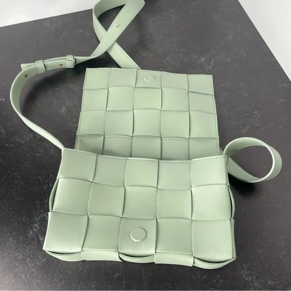 Bottega Veneta Medium Intrecciato Leather Cassette Crossbody Bag Sage Green